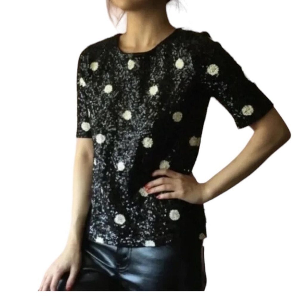 J. Crew Sequin Polka Dot Top Sz Small